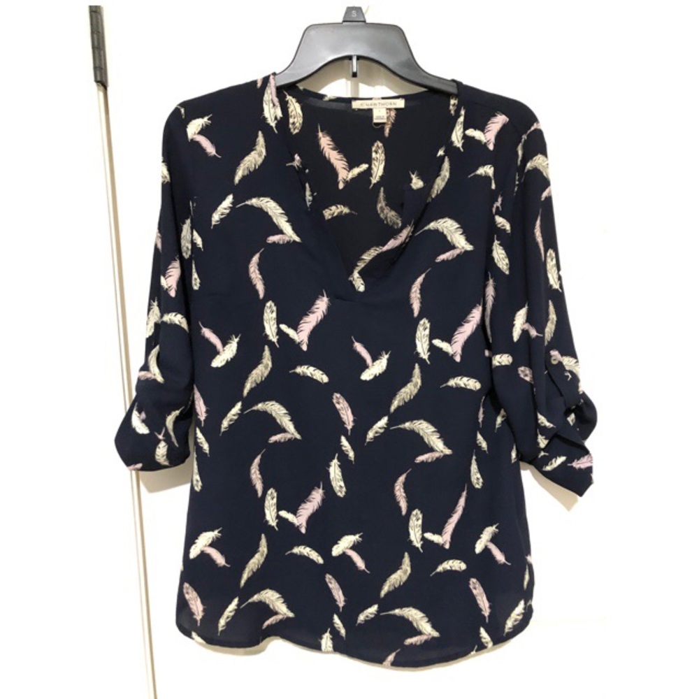 41 hawthorn navy long sleeve blouse